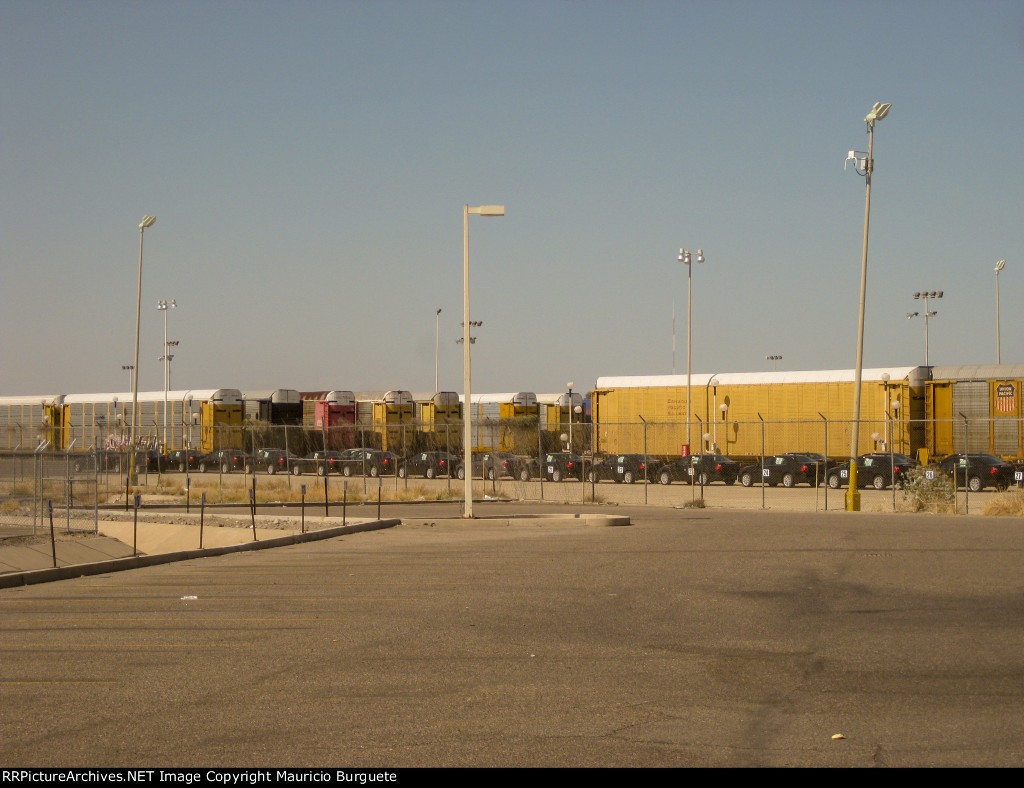 Autoracks in the yard at Ford Hermosillo Assembly plant